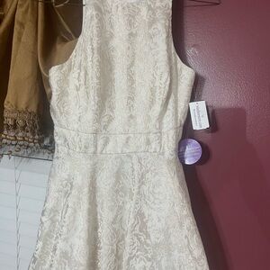 Windsor Rose Gold Jacquard Fit-and-Flare Dress